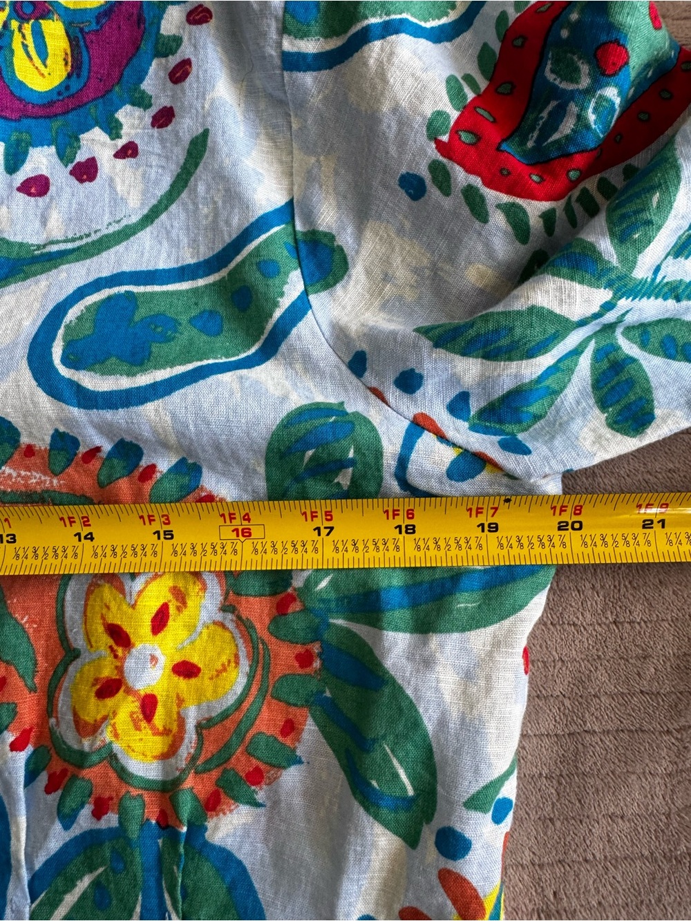 Hester & Orchard Anthropologie Womens L Blue Floral Paisley Linen Blend Blouse - Picture 6 of 8